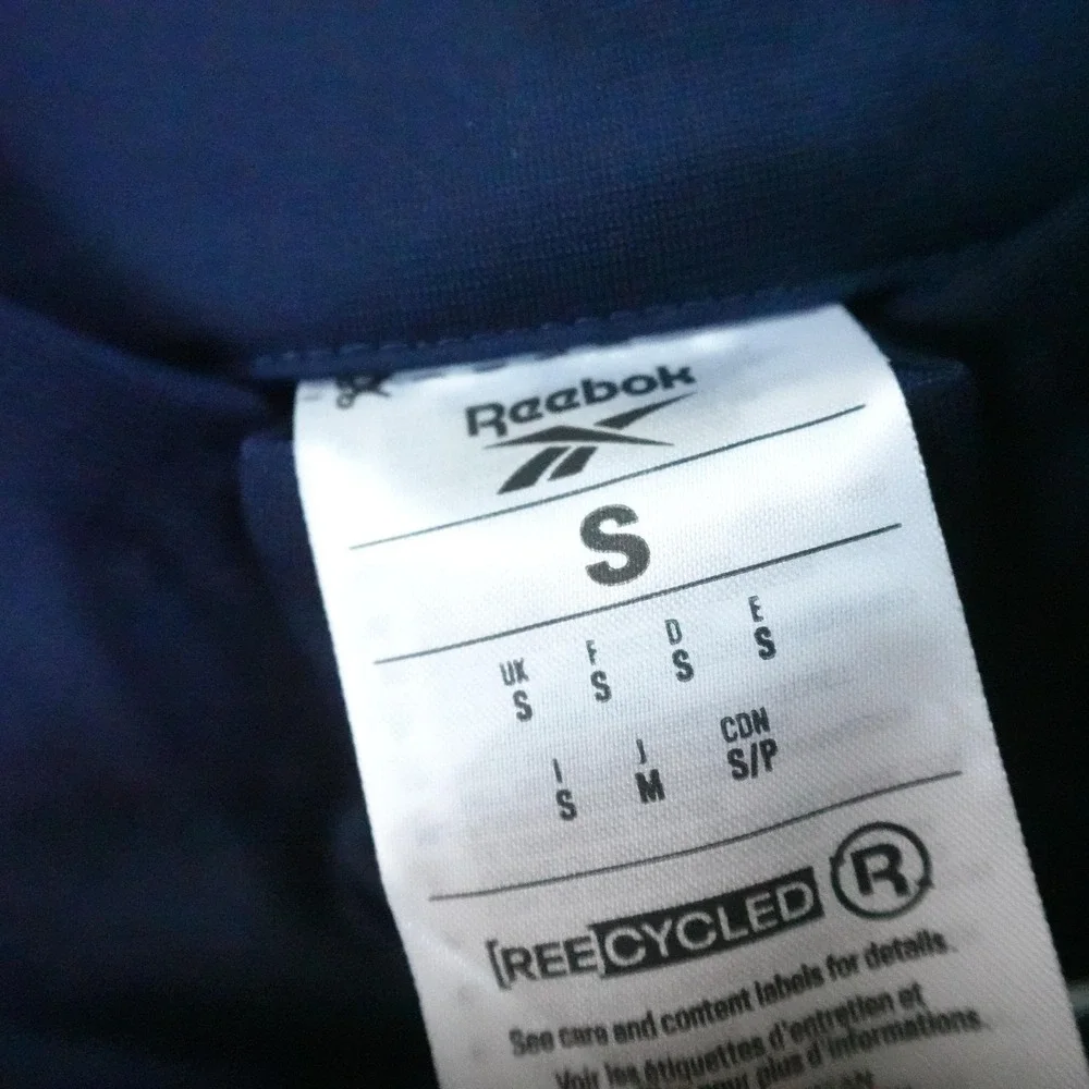NEW Reebok Jacket Mens S Blue Athletic Track Full Zip Bomber Coat Training Gym